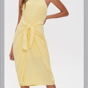 Forever 21 Tie Front Plunge Back Dress Citron Sm